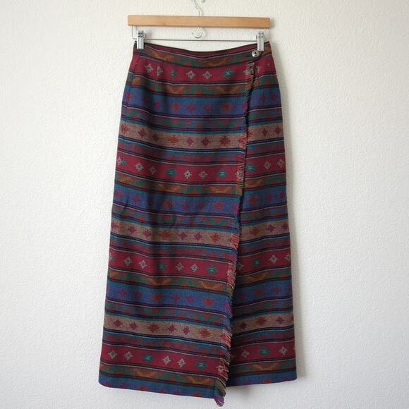 Pendleton Women's Midi Wrap Skirt 8 Southwestern Blanket Wool Art Wear Native - Picture 10 of 11